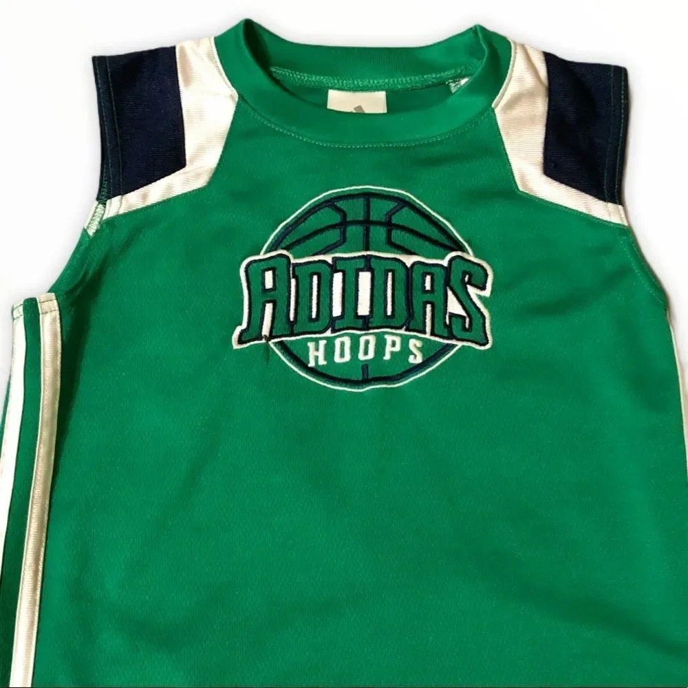 Adidas Hoops Green Sleeveless Jersey Boys 6
